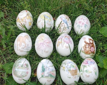 COMMEMORATIVE EASTER EGGS:  Vintage - Bone China Hand Painted Noritake Birth Year Eggs