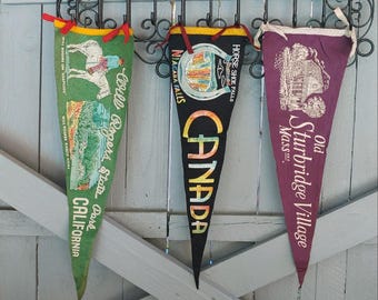 Vintage Travel Felt Pennants, Will Rogers, Niagara Falls