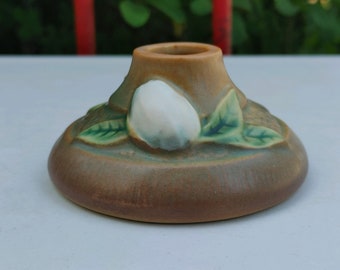 Roseville Gardenia Candle Holder – 1940s Ohio Pottery