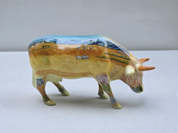 Cow Parade Figurine – Glossy Black Flower Cow, 1990 - Etsy