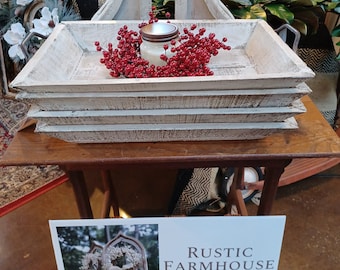 FARMHOUSE WOOD TRAY with Metal Handles