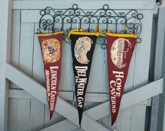 Vintage Cavern Souvenir Pennant, New York & Pennsylvania