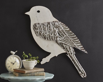 Embossed Metal Wing Sparrow Wall Decor – Farmhouse Style