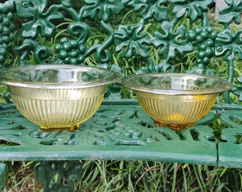 1940'S Federal Amber Ribbed Glass Nesting Mixing Bowl Set