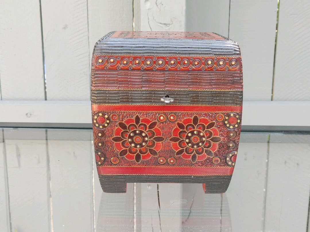 Hand Carved and Hand Painted Keepsake Box Made in Poland Etsy