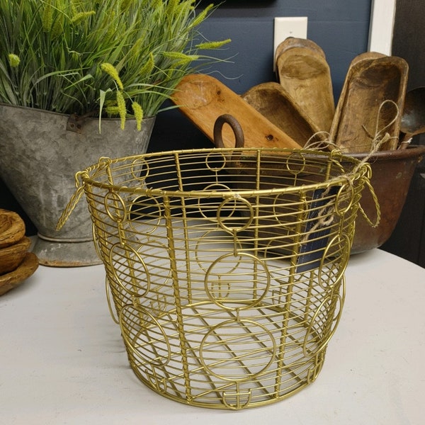 Gold Storage Basket Etsy