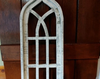 Distressed White Portifino Arch Wall Window