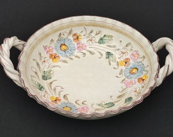 Vintage Austrian Floral Bowl – Hand Painted Pottery, 1950s Dining Decor