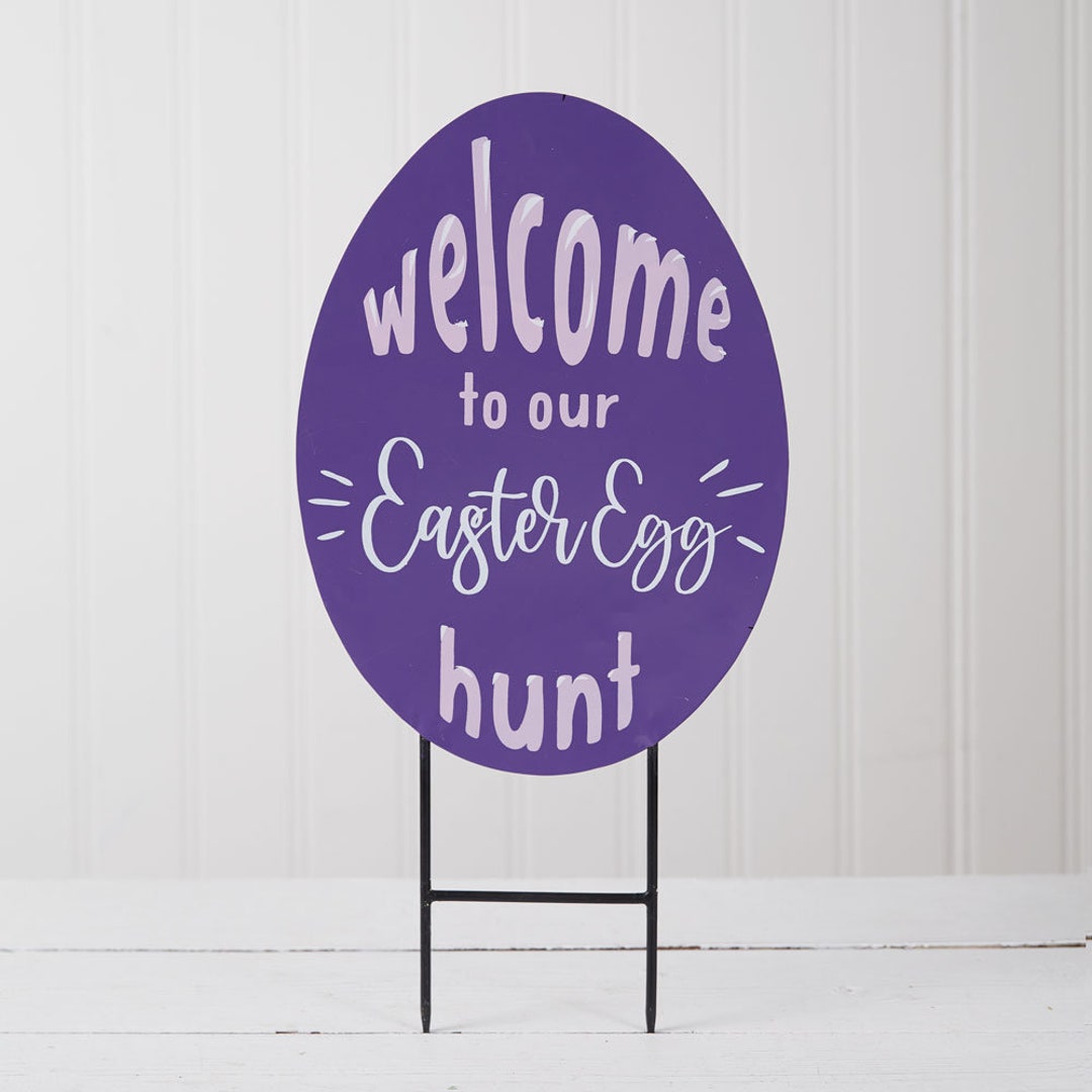 Easter Egg Hunt Yard Sign, Metal Sign With Yard Stakes Etsy