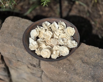 Small Resin Dough Bowl Centerpiece: White Flower Decor