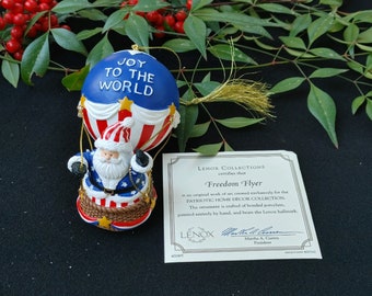 LENOX CHRISTMAS ORNAMENT - Freedom Flyer Santa in Hot Air Balloon, Original Box
