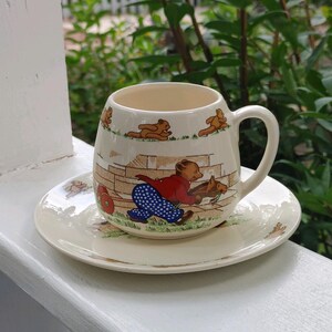 Vintage Child&#39;s Plate and Mug, Teddy Bear, Vintage Crown Windsor Mug & Plate, Child / Baby Shower Gift, Collectible 1970s.