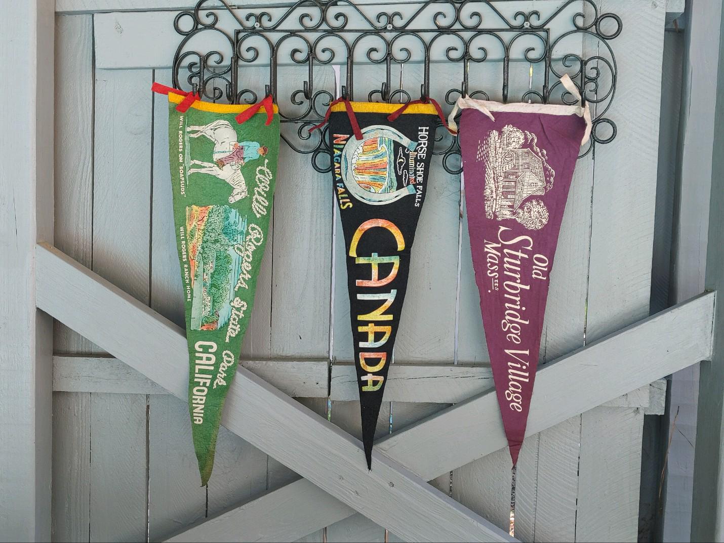 Vintage Travel Felt Pennants, Will Rogers, Niagara Falls