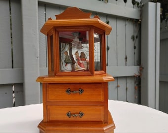 schmid bros オルゴール　胸像　ミュージックボックス　彫刻 Vintage Schmid Brothers Jewelry Box Music Box Satin Portrait Japan