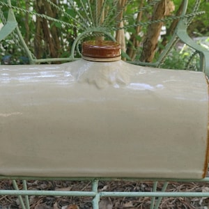 ENGLAND - Primitive English Porcelain Foot Warmer with Original Washer / For Fireside, Bed, Carriage Ride / Earthenware