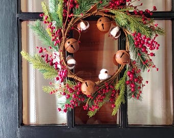 CHRISTMAS WREATH:  Cotton & Rusty Bell