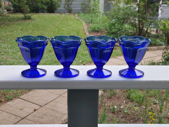 Cobalt Blue Ice Cream Parfait Dishes – Anchor Hocking Set of 4 - Etsy