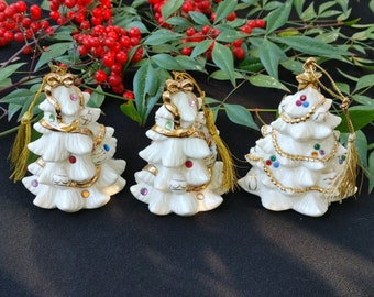 LENOX CHRISTMAS ORNAMENT - Gold Club Collection Jeweled Christmas Trees / 2001 / 2002