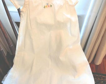 Vintage Handmade Embroidered Satin Christening Gown with Cotton Slip