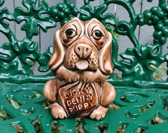 Vintage McCoy Pottery "Lucky Penny Puppy" Coin Bank - 1950s Collectible