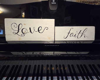 WEDDING WHITE SIGNS:  Vintage Distressed Love / Faith Table Signs