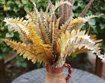 Tall Faux Boston Fern Bouquet – Farmhouse Linen Autumn Decor