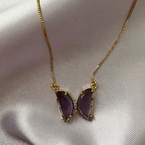 purple handmade Glass Butterfly Pendant Stainless Steel Necklace | Trendy Butterfly Chain | non tarnish | Gift For Her