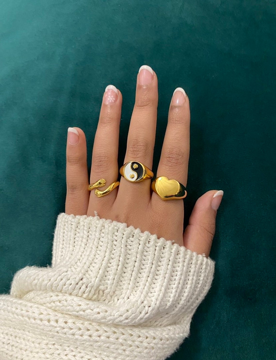 Hand Rings With Gold 18k Gold Plated Hand Hug Ring, Waterproof Ring, Comes Gift Wrapped - Etsy