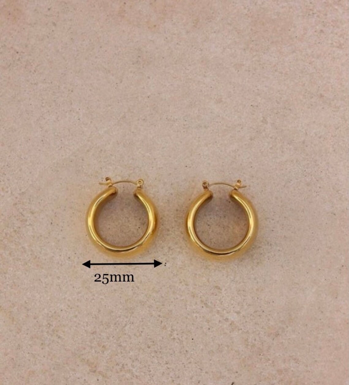 18k gold chunky hoops Etsy