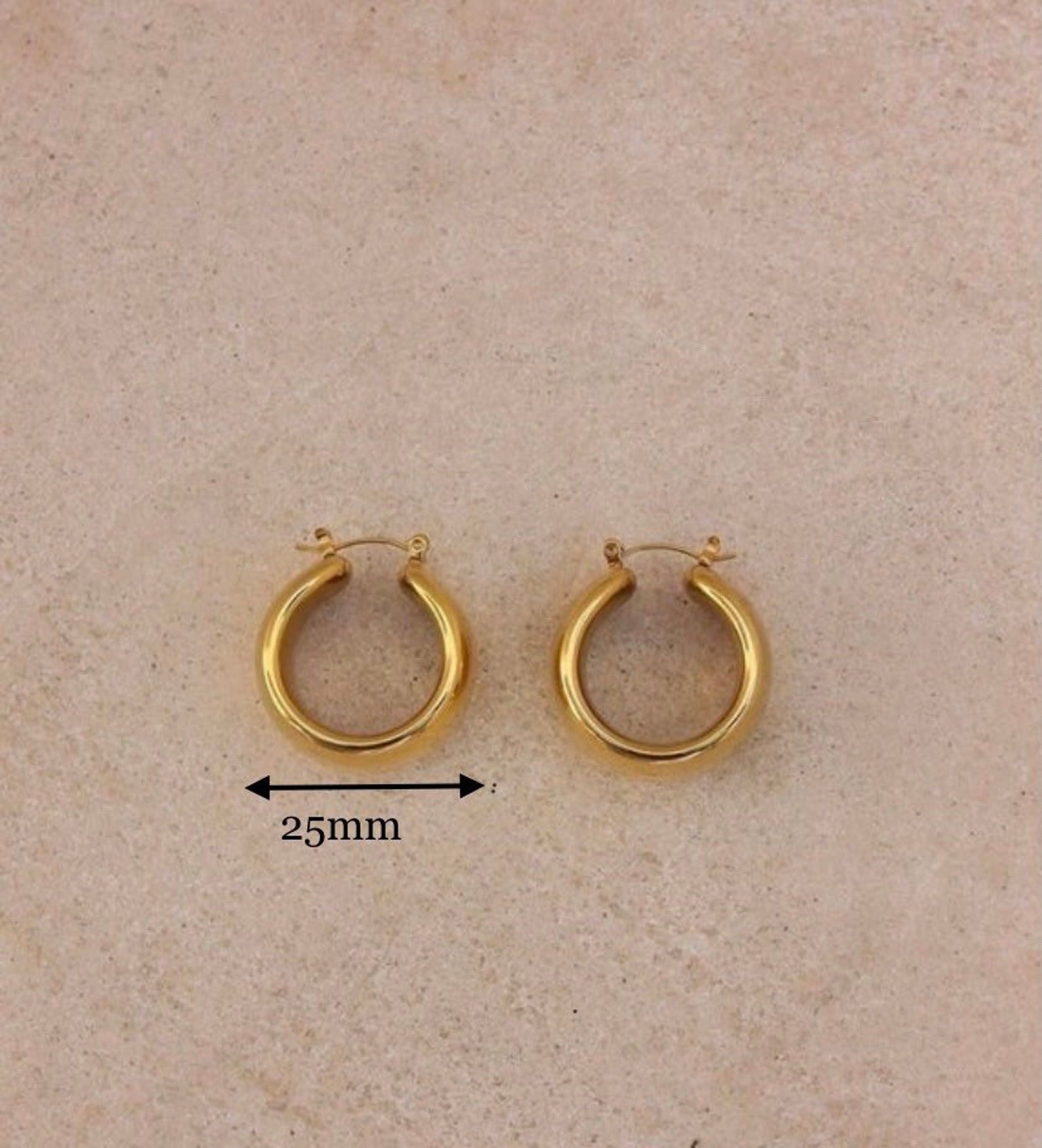 18k gold chunky hoops | Etsy