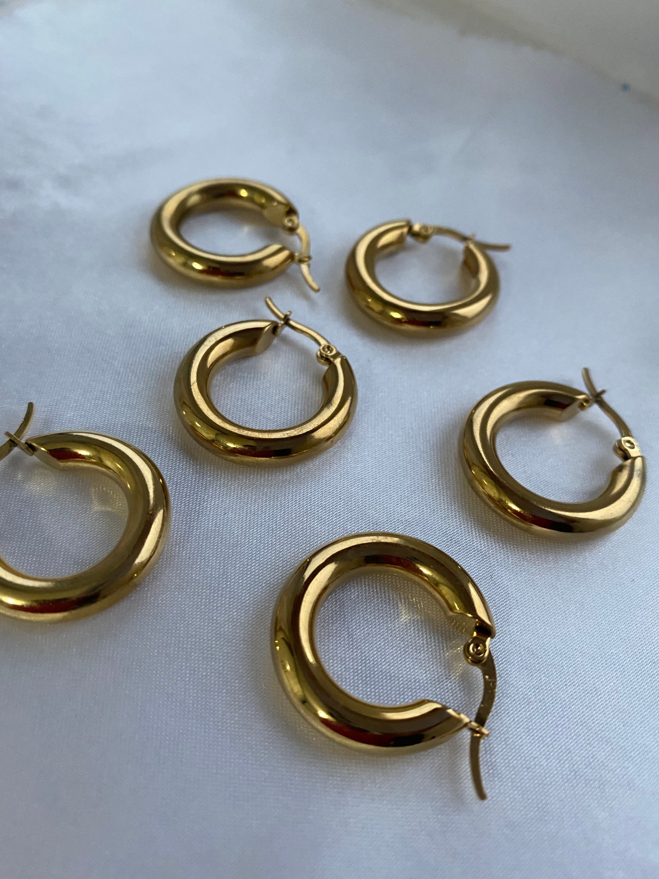 18k gold chunky hoops Etsy