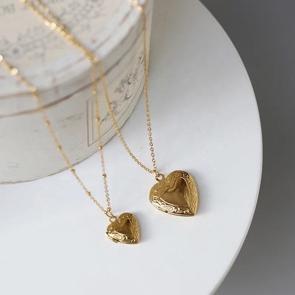 18k gold filled heart shaped locket necklace, waterproof necklace, anti tarnish necklace, comes gift wrapped