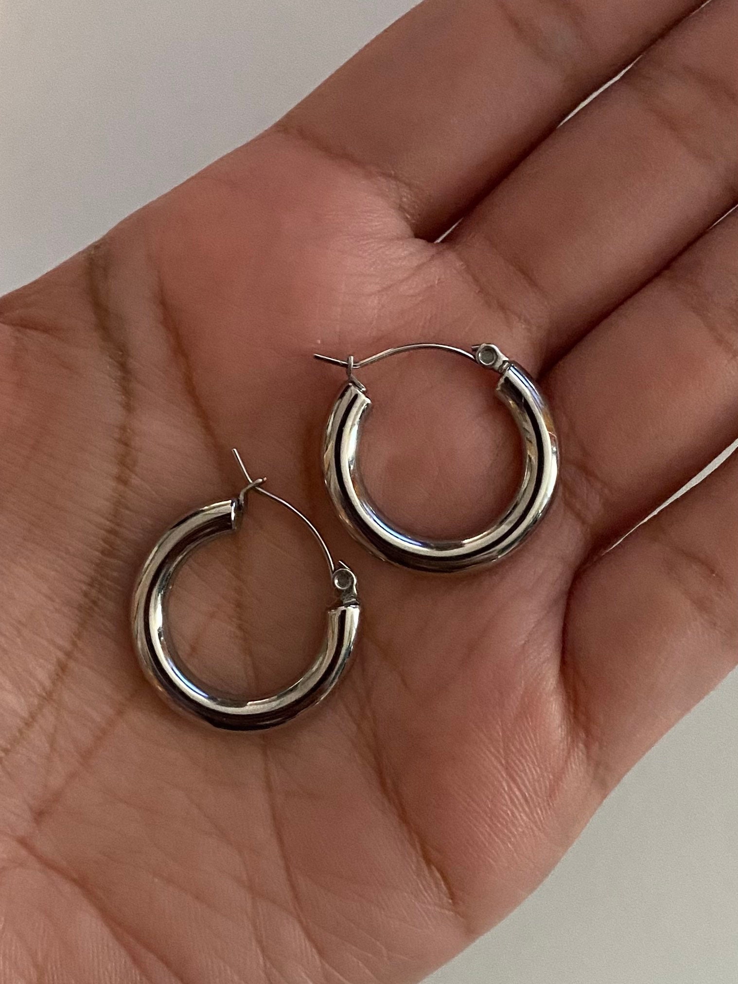 Sterling Silber klobige Creolen, hypoallergene Creolen, Silber Creolen, Geschenk für sie, wasserdichte Creolen
