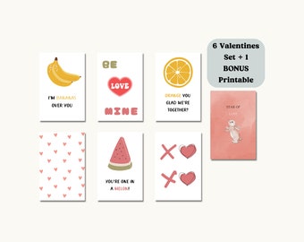 Valentine Heart Printable Wall Art Fruit Puns Valentine's Day Decor Gallery Wall Set Prints Holiday Wall Art Bundle Digital Download Instant