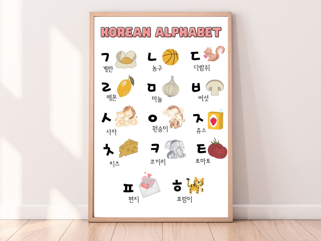 Korean Alphabet Chart for Teachers Alphabet Poster for Nursery Decor ...