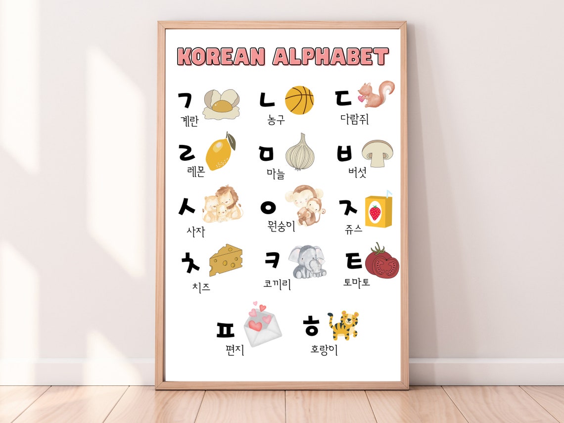 Korean Alphabet Chart for Teachers Alphabet Poster for Nursery Decor ...