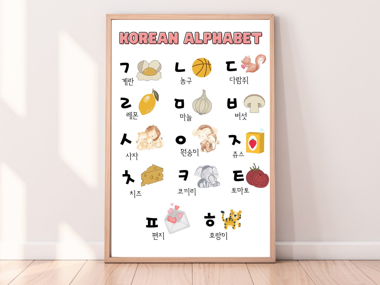 Korean Alphabet Chart for Teachers Alphabet Poster for Nursery Decor ...