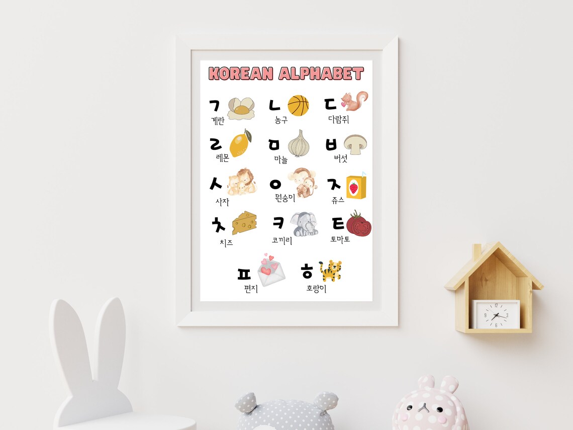 Korean Alphabet Chart for Teachers Alphabet Poster for Nursery Decor ...