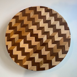 Wood Lazy Susan 14&quot; | Lazy Susan Turntable | Lazy Susan for Countertop | Round Wood Turn table Walnut & Maple |  Spice Tray for Tabletop