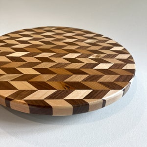 Wood Lazy Susan | Lazy Susan Turntable | Lazy Susan for Countertop | Round Wood Turn table Walnut & Maple | Rotating Spice Tray for Tabletop