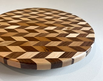 Wood Lazy Susan | Lazy Susan Turntable | Lazy Susan for Countertop | Round Wood Turn table Walnut & Maple | Rotating Spice Tray for Tabletop