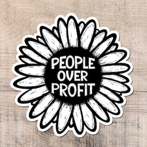 Sticker People Over profit, solidarité, gauchiste, socialiste, blm, stickers pour ordinateur portable, empathie, unir, droits, amour