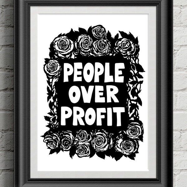 People Over Profit Poster, Leftist, Art Print, AntiCapitalism, Socialism, Solidarity, Rights, Communist, Unite