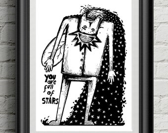 Macabre Art Print, Full Of Stars, Gothic Horror Poster