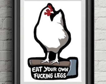 Eat Your Own Legs Poster, Vegan Animal Rights Art Print