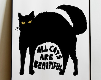 ACAB Stampa artistica del gatto nero, Socialismo, Marxismo, Anarchia
