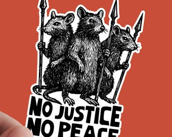 Sticker No Justice Peace Rat, anarchie, sociale vinylsticker