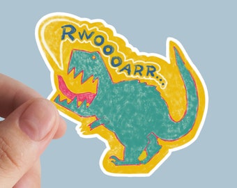 Adesivo de vinil fofo de T-Rex para decoração de laptop.