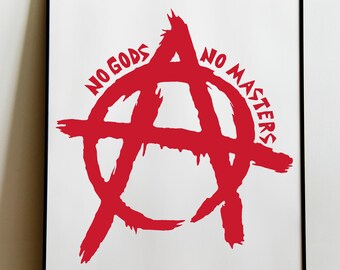 No Gods No Masters Print, Anarchist, Resist, Socialist, Punk, Anarchy, Gift Card, Poster, Leftist, Anarcho Punk
