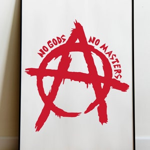 No Gods No Masters Print, Anarchist, Resist, Socialist, Punk, Anarchy, Gift Card, Poster, Leftist, Anarcho Punk